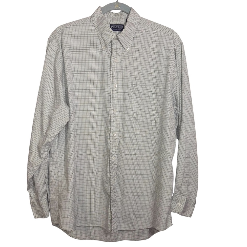 Lands End Pinpoint Oxford Shirt Long Sleeve Button Down Men’s Neck Size 16.5